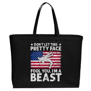 Funny Wrestle DonT Let This Pretty Face Fool You Im A Beast Cotton Canvas Jumbo Tote