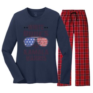 Funny White Dudes For Kamala Harris Sunglasses Usa Women's Long Sleeve Flannel Pajama Set 