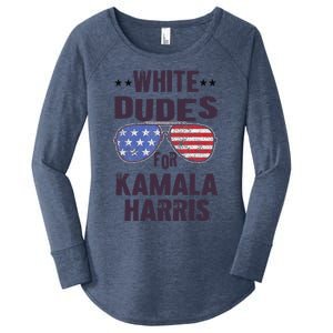 Funny White Dudes For Kamala Harris Sunglasses Usa Women's Perfect Tri Tunic Long Sleeve Shirt