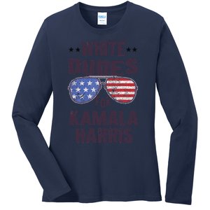 Funny White Dudes For Kamala Harris Sunglasses Usa Ladies Long Sleeve Shirt