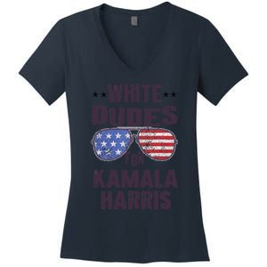 Funny White Dudes For Kamala Harris Sunglasses Usa Women's V-Neck T-Shirt