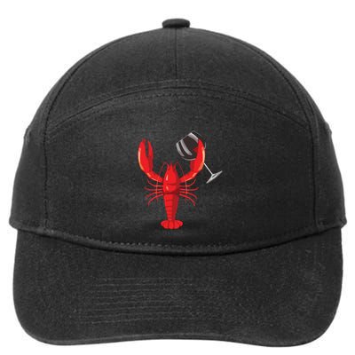 Funny Wine Drinking Lobster Red Crawfish Wine Lovers Gift 7-Panel Snapback Hat