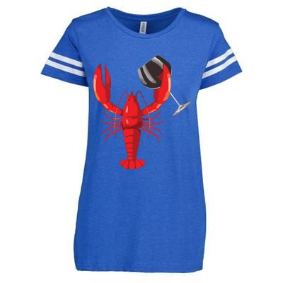 Funny Wine Drinking Lobster Red Crawfish Wine Lovers Gift Enza Ladies Jersey Football T-Shirt