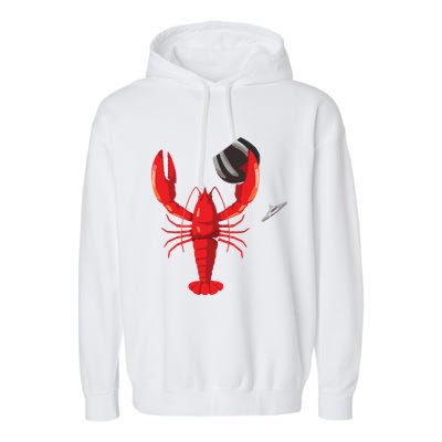 Funny Wine Drinking Lobster Red Crawfish Wine Lovers Gift Garment-Dyed Fleece Hoodie