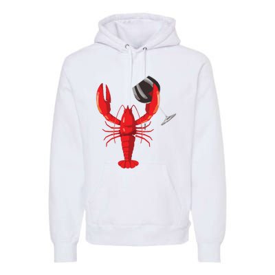 Funny Wine Drinking Lobster Red Crawfish Wine Lovers Gift Premium Hoodie