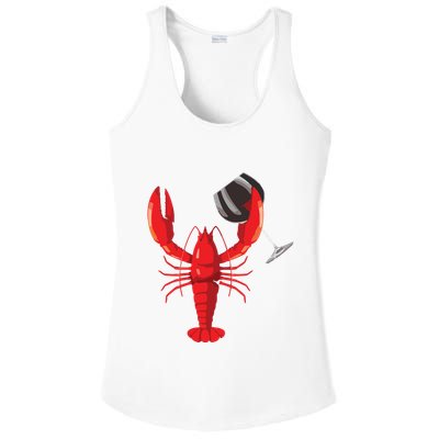 Funny Wine Drinking Lobster Red Crawfish Wine Lovers Gift Ladies PosiCharge Competitor Racerback Tank