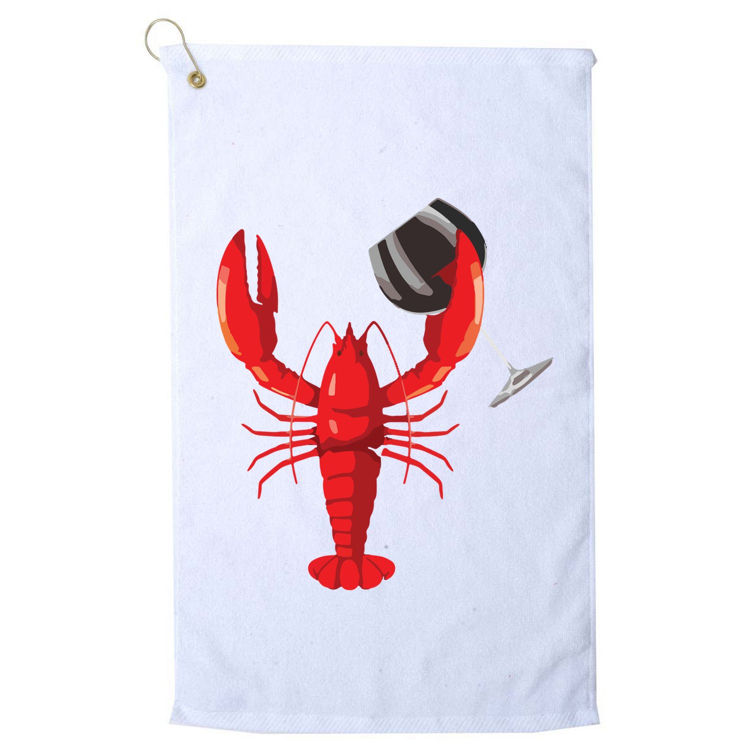 Funny Wine Drinking Lobster Red Crawfish Wine Lovers Gift Golf Towel