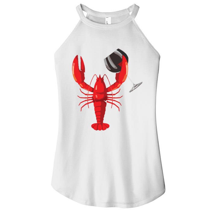 Funny Wine Drinking Lobster Red Crawfish Wine Lovers Gift Women’s Perfect Tri Rocker Tank