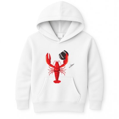 Funny Wine Drinking Lobster Red Crawfish Wine Lovers Gift Kids Hoodie