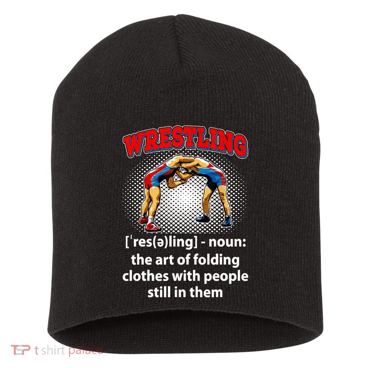 Funny Wrestling Definition The Art Of Folding Clothes Short Acrylic Beanie