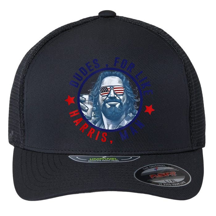 Funny White Dudes For Harris 2024 Dudes For Like Harris Man Gift Flexfit Unipanel Trucker Cap