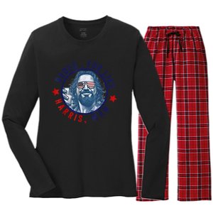 Funny White Dudes For Harris 2024 Dudes For Like Harris Man Gift Women's Long Sleeve Flannel Pajama Set 