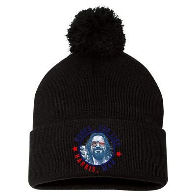 Funny White Dudes For Harris 2024 Dudes For Like Harris Man Gift Pom Pom 12in Knit Beanie