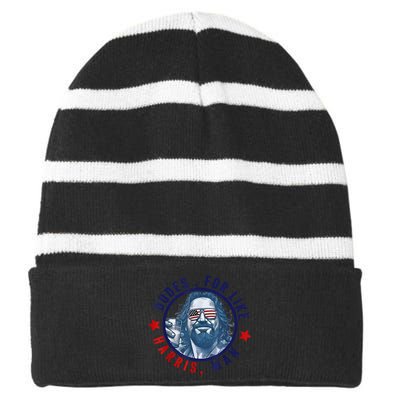 Funny White Dudes For Harris 2024 Dudes For Like Harris Man Gift Striped Beanie with Solid Band