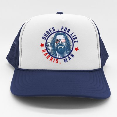 Funny White Dudes For Harris 2024 Dudes For Like Harris Man Gift Trucker Hat