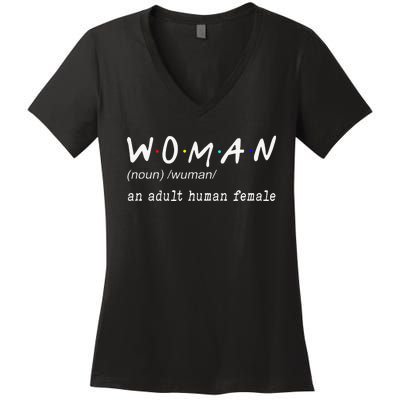 Funny Woman Definition Noun An Adult Human Female For Women's V-Neck T-Shirt