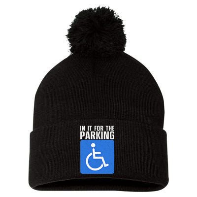 Funny Wheelchair Design For Disability Handicapped Pom Pom 12in Knit Beanie