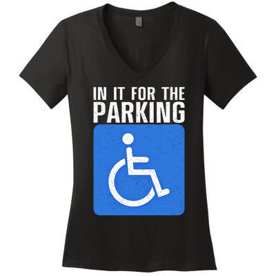 Funny Wheelchair Design For Disability Handicapped Women's V-Neck T-Shirt