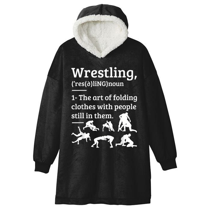 Funny Wrestling Definition Wrestler Hooded Wearable Blanket