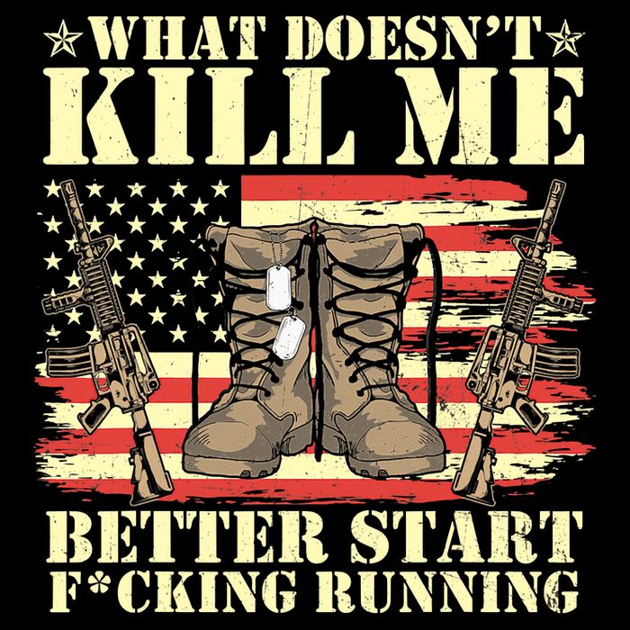 Funny What Doesn't Kill Me Better Start F Running Veteran Flat Bill Trucker Hat