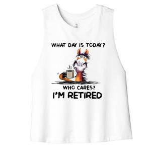 Funny What Day Is To Day Horseback Riding Horse Lover Women's Racerback Cropped Tank