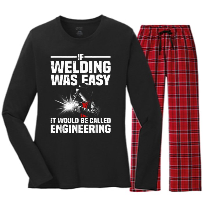 Funny Welding Design For Men Women Welder Weld Welding Lover Women's Long Sleeve Flannel Pajama Set 