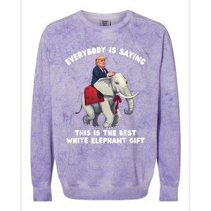 Funny White Elephant Gag Wrapped Elephant Dumb Colorblast Crewneck Sweatshirt