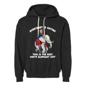 Funny White Elephant Gag Wrapped Elephant Dumb Garment-Dyed Fleece Hoodie