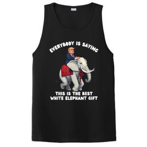 Funny White Elephant Gag Wrapped Elephant Dumb PosiCharge Competitor Tank