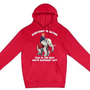 Funny White Elephant Gag Wrapped Elephant Dumb Premium Pullover Hoodie