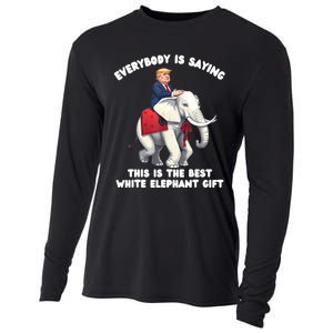 Funny White Elephant Gag Wrapped Elephant Dumb Cooling Performance Long Sleeve Crew