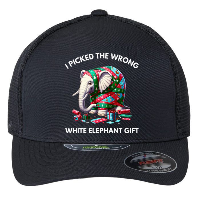 Funny White Elephant Gift Wrapped Elephant Dumb Gift  Flexfit Unipanel Trucker Cap