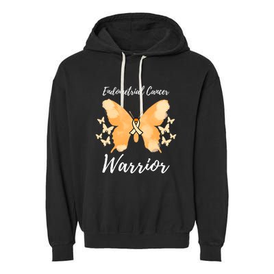 Funny Warrior Endometrial Cancer Awareness Uterine Cancer Garment-Dyed Fleece Hoodie