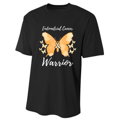 Funny Warrior Endometrial Cancer Awareness Uterine Cancer Performance Sprint T-Shirt