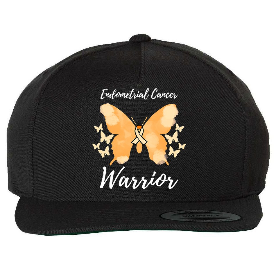 Funny Warrior Endometrial Cancer Awareness Uterine Cancer Wool Snapback Cap