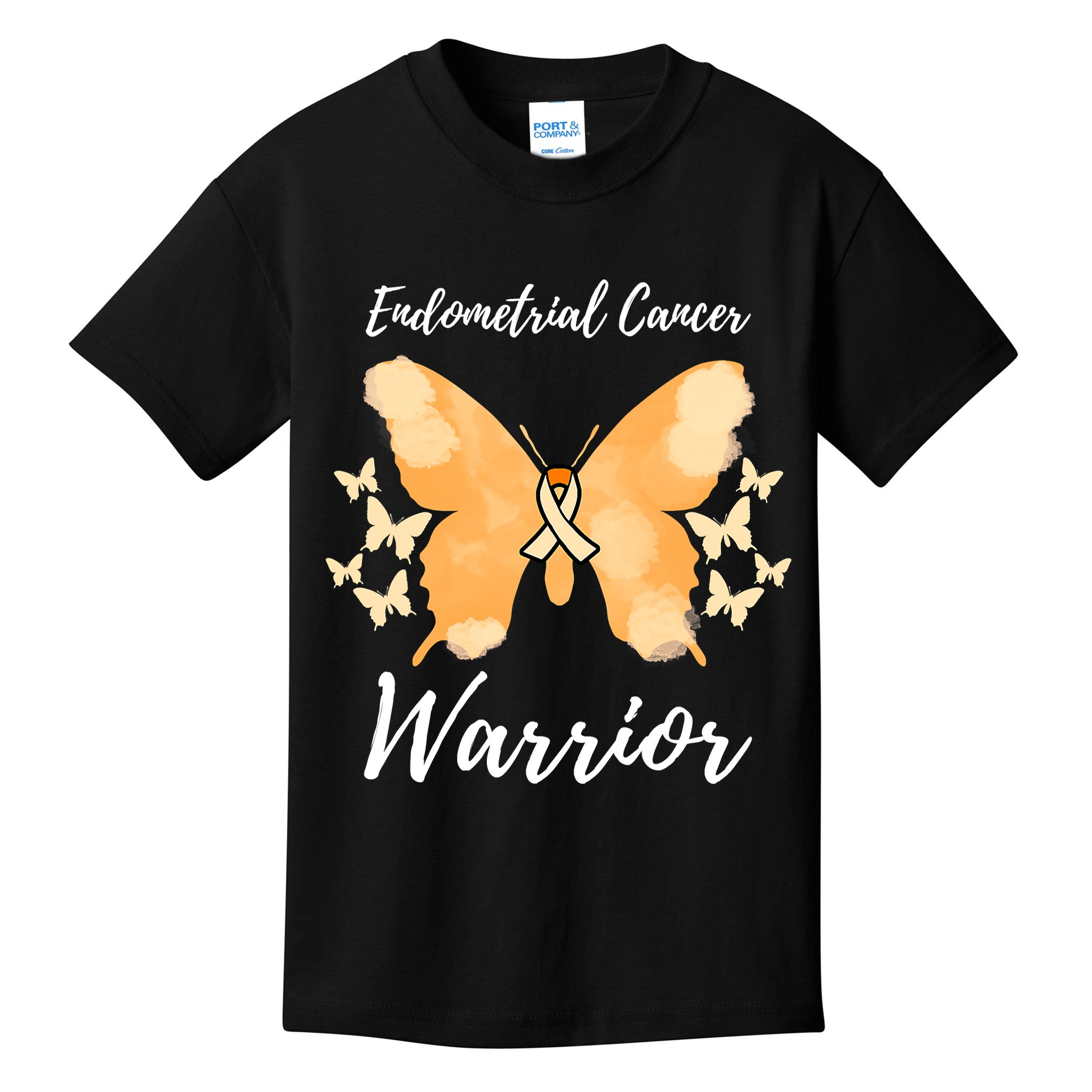 Funny Warrior Endometrial Cancer Awareness Uterine Cancer Kids T-Shirt