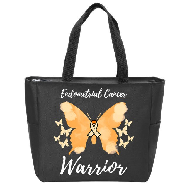 Funny Warrior Endometrial Cancer Awareness Uterine Cancer Zip Tote Bag
