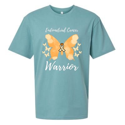 Funny Warrior Endometrial Cancer Awareness Uterine Cancer Sueded Cloud Jersey T-Shirt