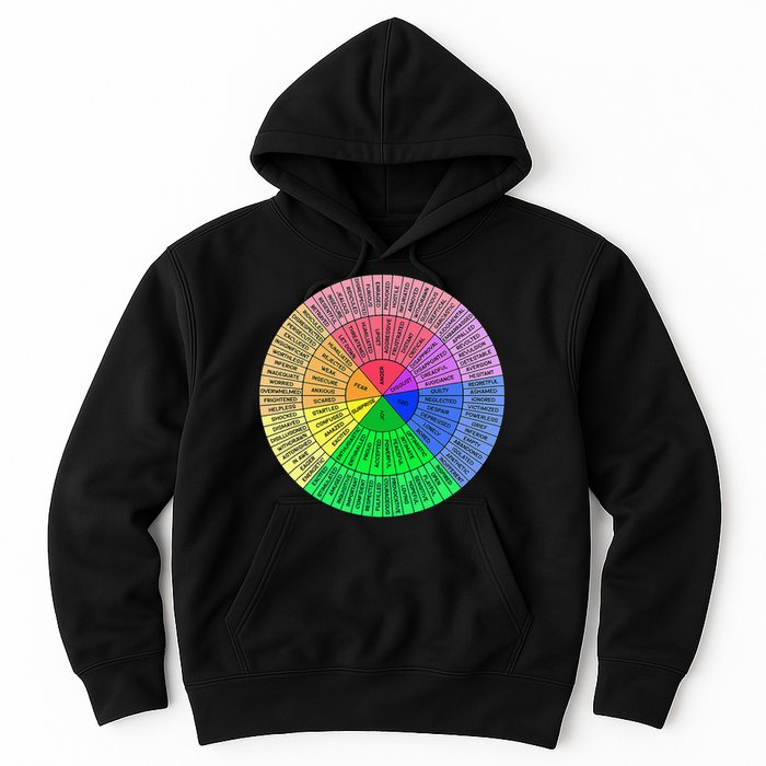 Feelings Wheel Emotion Chart Mental Health Therapy Chart Hoodie