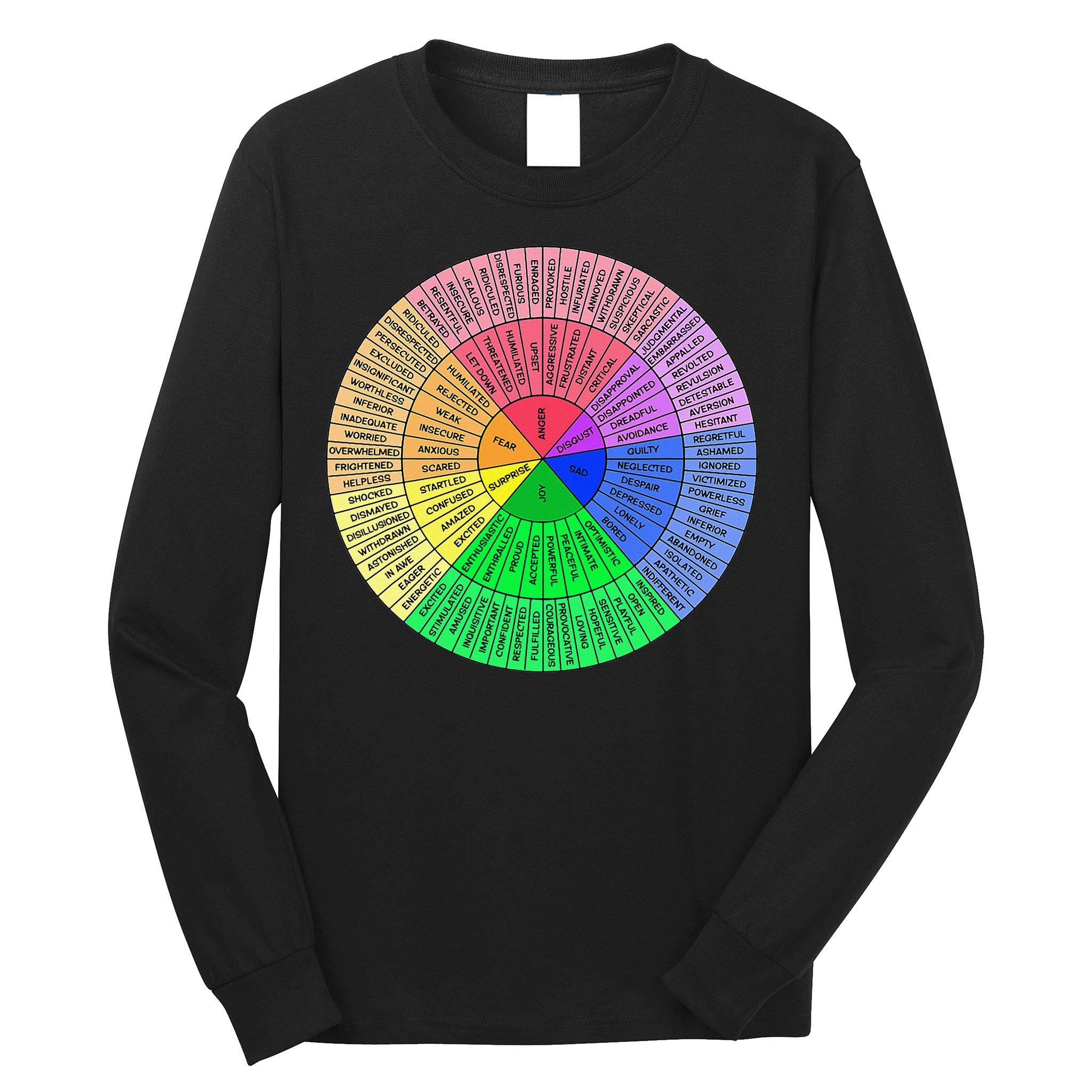Feelings Wheel Emotion Chart Mental Health Therapy Chart Long Sleeve Shirt