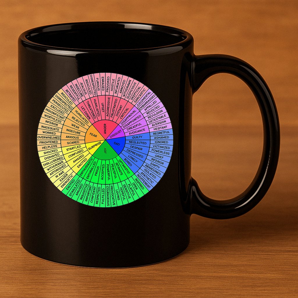 Feelings Wheel Emotion Chart Mental Health Therapy Chart 11oz C Handle Ceramic Mug