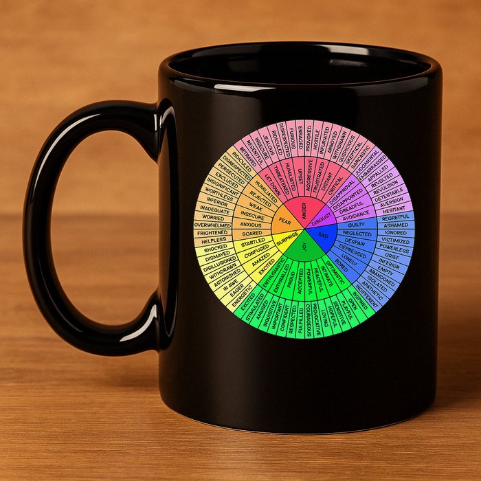 Feelings Wheel Emotion Chart Mental Health Therapy Chart 11oz C Handle Ceramic Mug