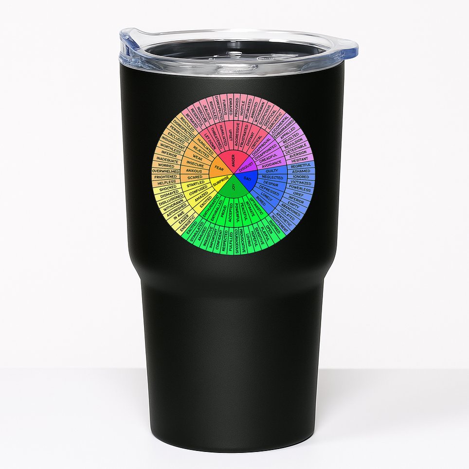 Feelings Wheel Emotion Chart Mental Health Therapy Chart Tumbler