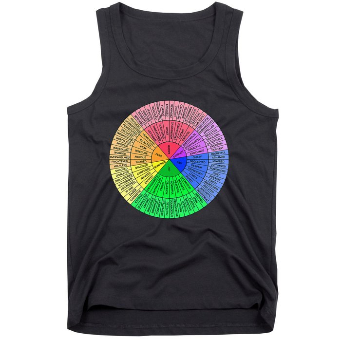 Feelings Wheel Emotion Chart Mental Health Therapy Chart Tank Top