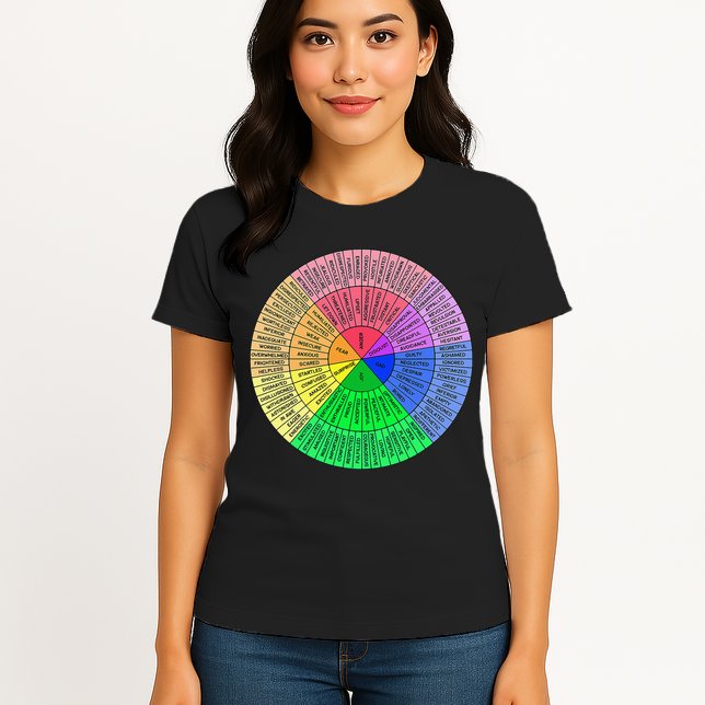 Feelings Wheel Emotion Chart Mental Health Therapy Chart Womens T-Shirt