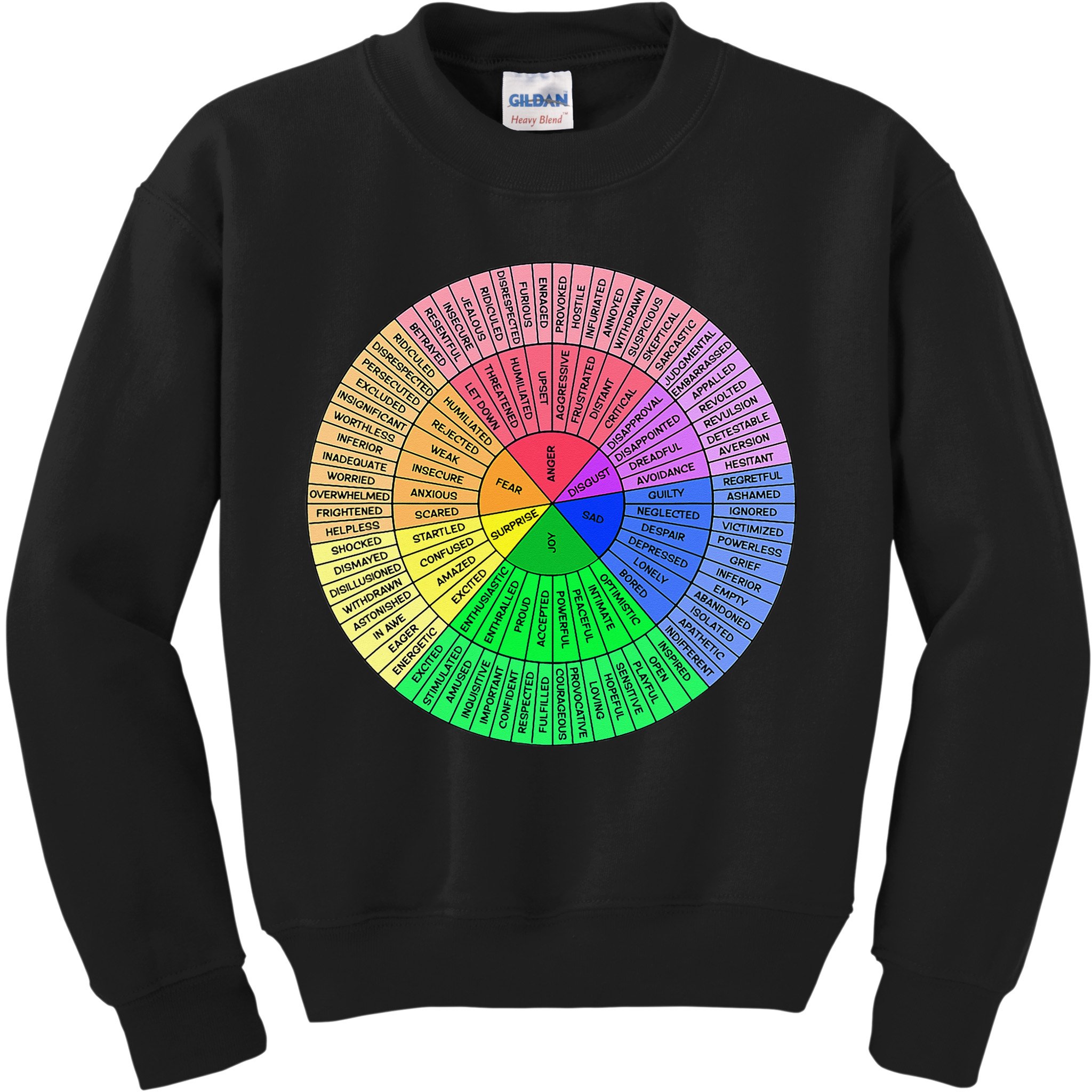 Feelings Wheel Emotion Chart Mental Health Therapy Chart Kids Sweatshirt