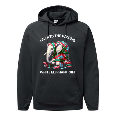 Funny White Elephant Gift Wrapped Elephant Dumb Gift Performance Fleece Hoodie