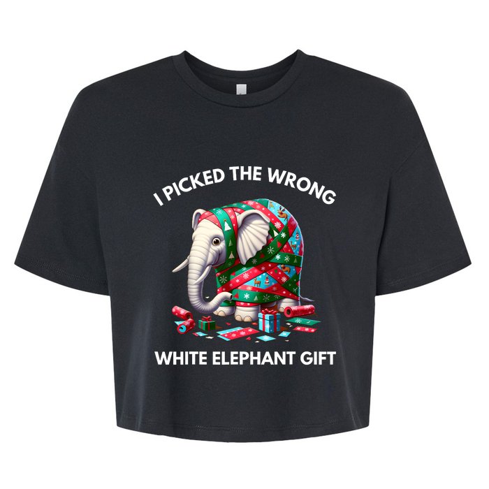 Funny White Elephant Gift Wrapped Elephant Dumb Gift Bella+Canvas Jersey Crop Tee