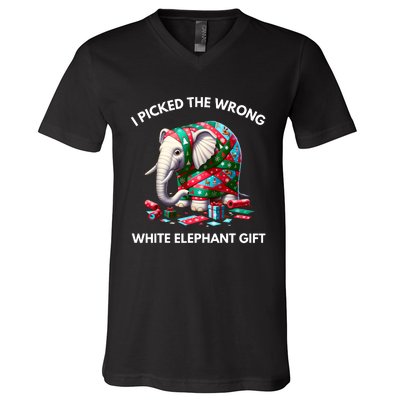 Funny White Elephant Gift Wrapped Elephant Dumb Gift V-Neck T-Shirt