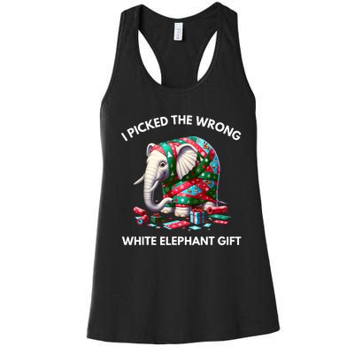 Funny White Elephant Gift Wrapped Elephant Dumb Gift Women's Racerback Tank